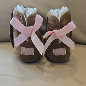 UGG Baby Booties with Pink Ribbon
